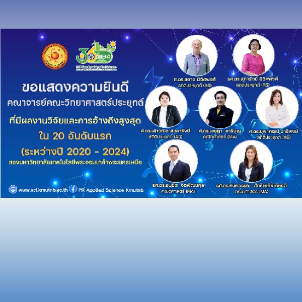 คณาจารย์คณะวิทยาศาสตร์ประยุกต์ที่มีผลงานวิจัยและการอ้างถึงสูงสุด ใน 20 อันดับแรก ของมหาวิทยาลัย